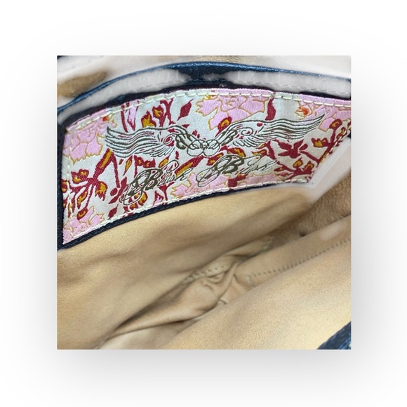 new Blush B-Lush ༄ Cavalier Leather + Fur Pouchette Clutch Handbag Bag ༄ Black - Picture 9 of 16